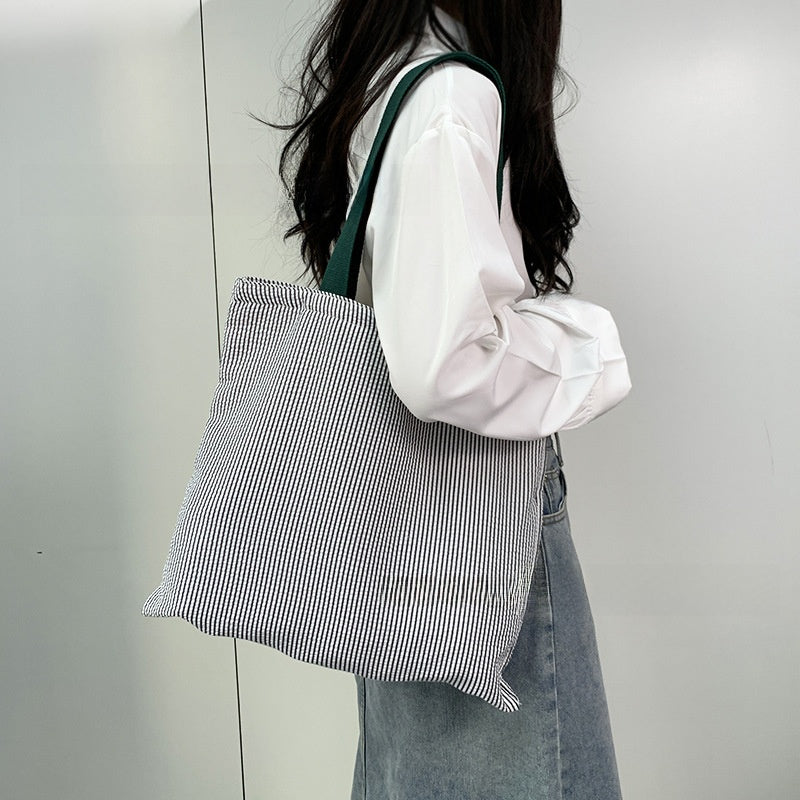 Striped letter canvas bag