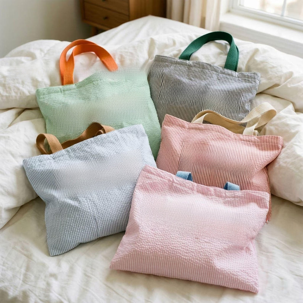 Striped letter canvas bag