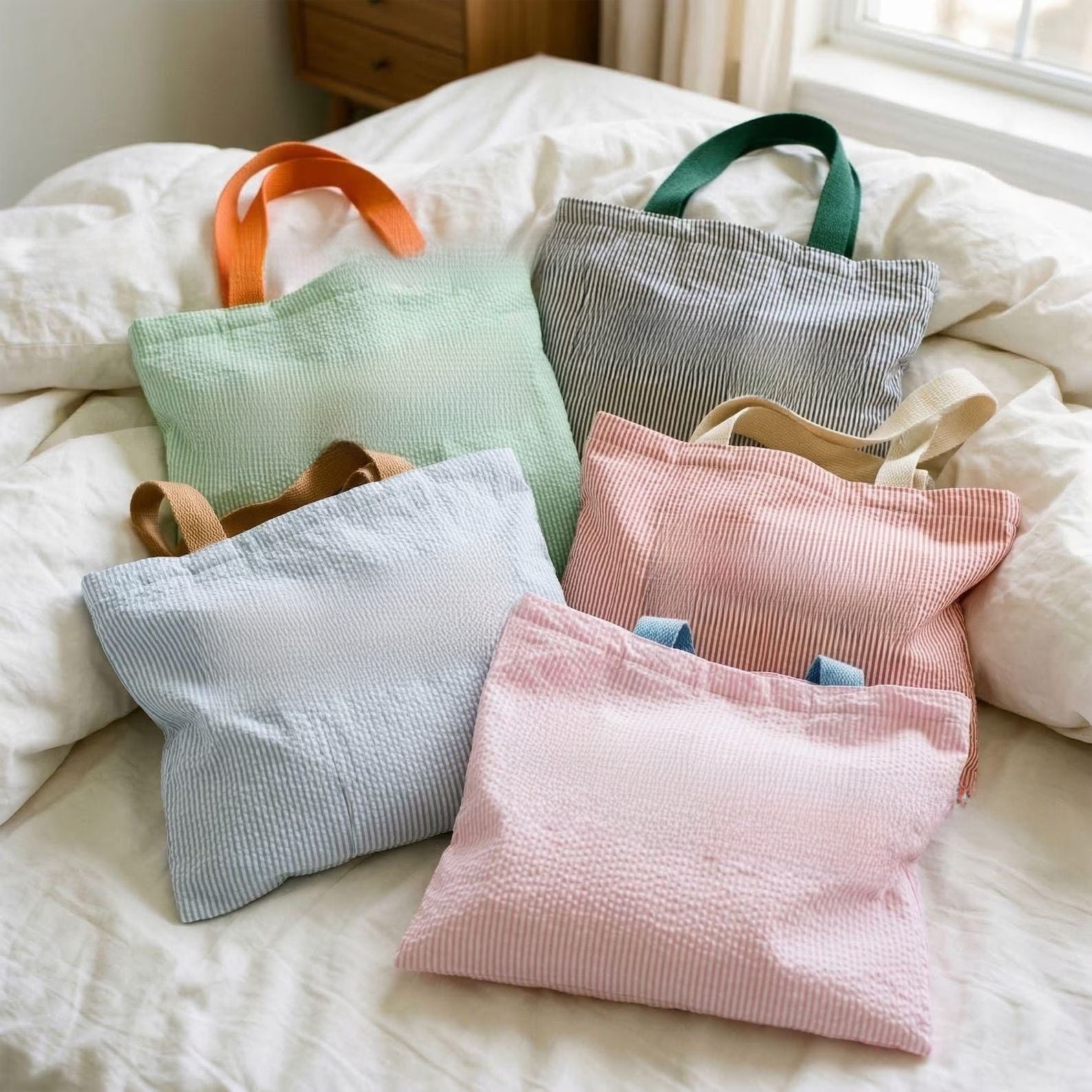 Striped letter canvas bag