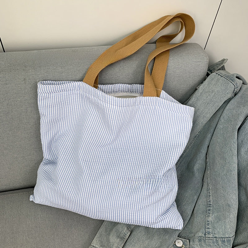 Striped letter canvas bag