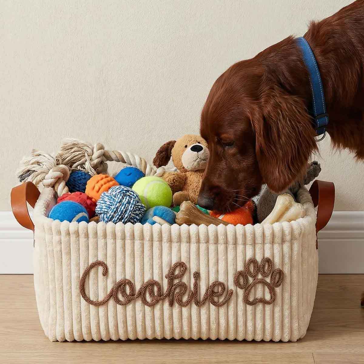 Corduroy Storage Basket with Handles
