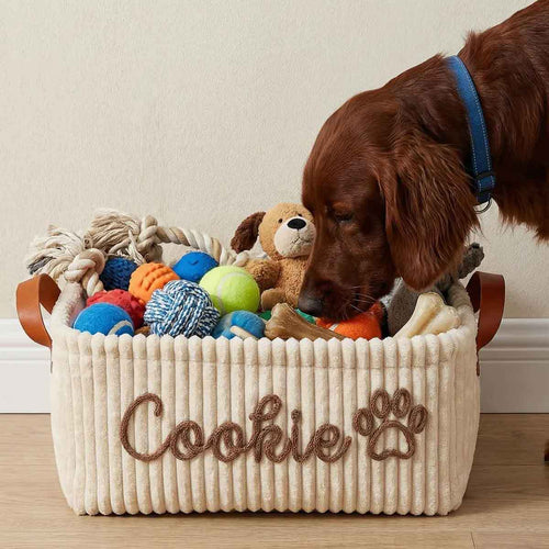 Corduroy Storage Basket with Handles