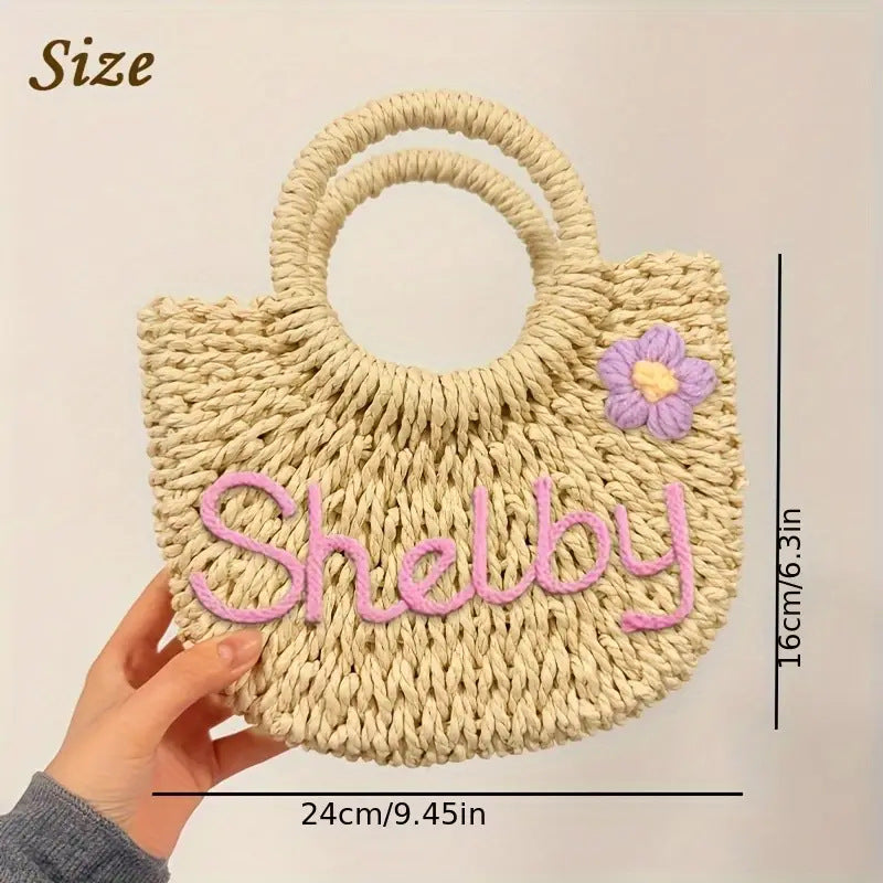 Straw Beach Bag, Single-Shoulder Women's Backpack