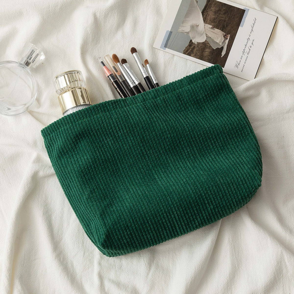 Handmade Corduroy Personalized Makeup Clutch Bag