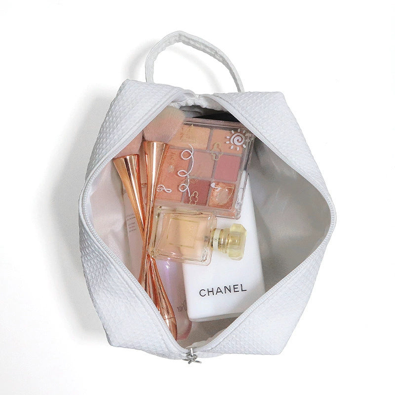Cotton Waffle Cosmetic Toiletry Bag