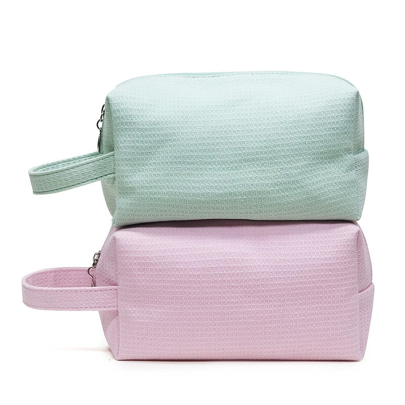 Cotton Waffle Cosmetic Toiletry Bag
