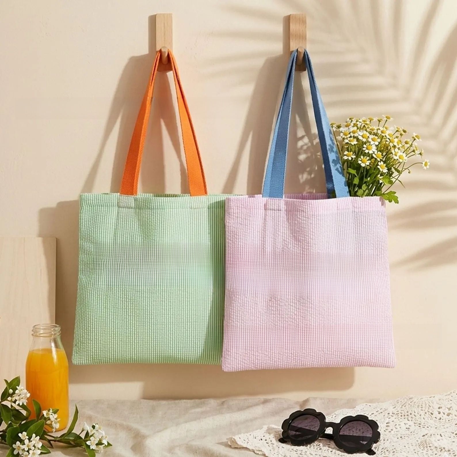 Striped letter canvas bag
