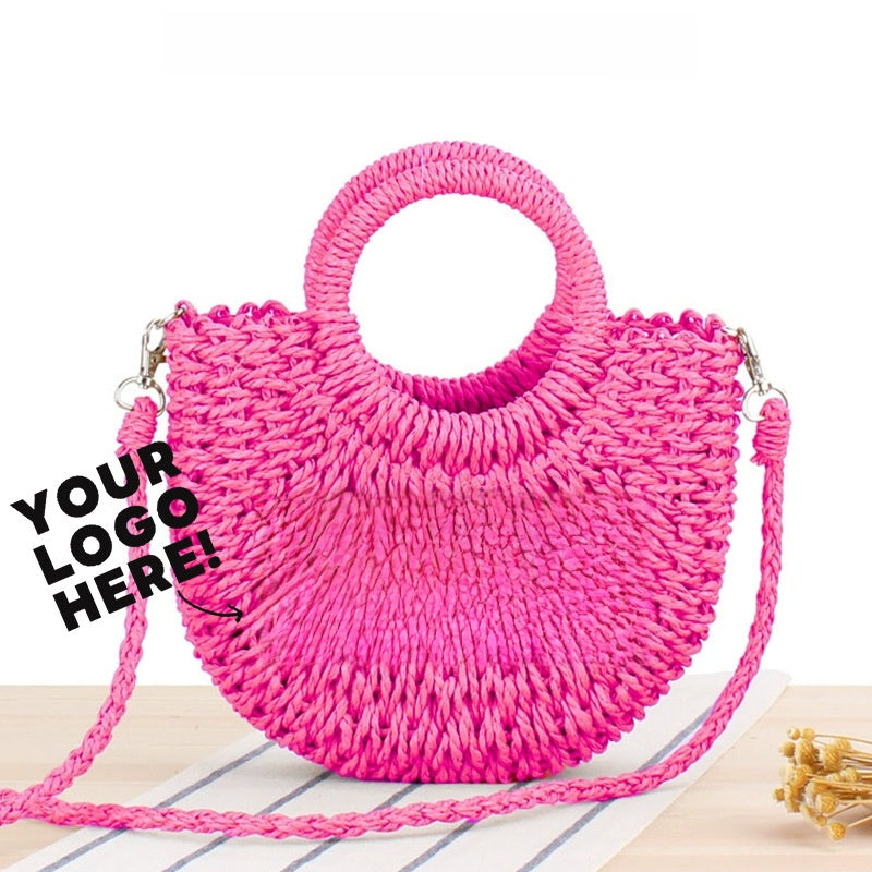Straw Beach Bag, Single-Shoulder Women's Backpack
