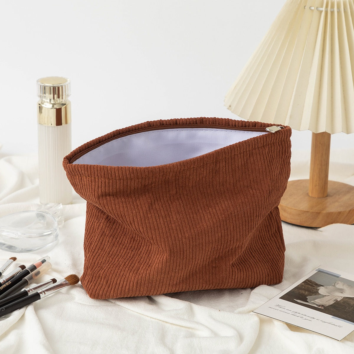 Handmade Corduroy Personalized Makeup Clutch Bag