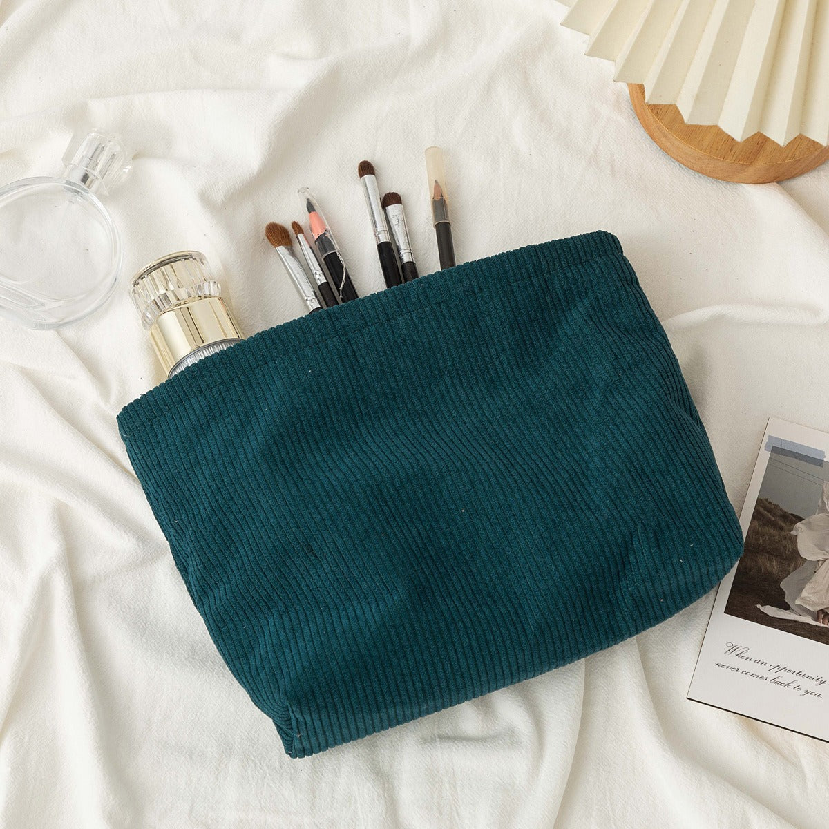 Handmade Corduroy Personalized Makeup Clutch Bag