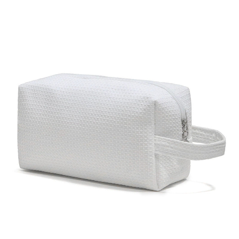 Cotton Waffle Cosmetic Toiletry Bag