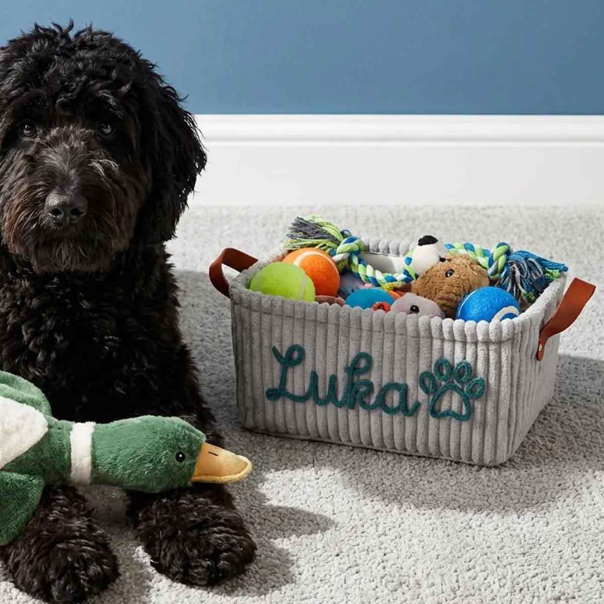 Corduroy Storage Basket with Handles