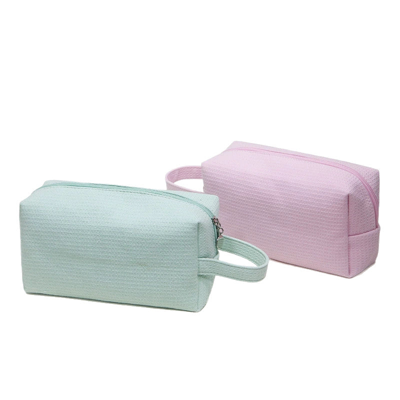 Cotton Waffle Cosmetic Toiletry Bag