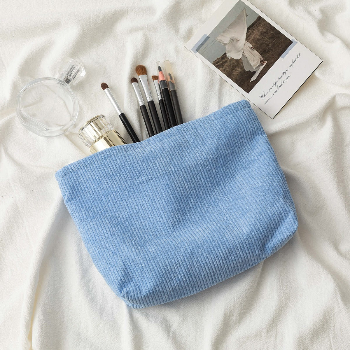 Handmade Corduroy Personalized Makeup Clutch Bag