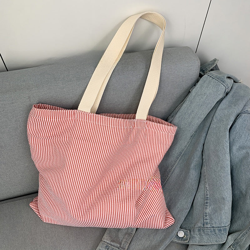 Striped letter canvas bag