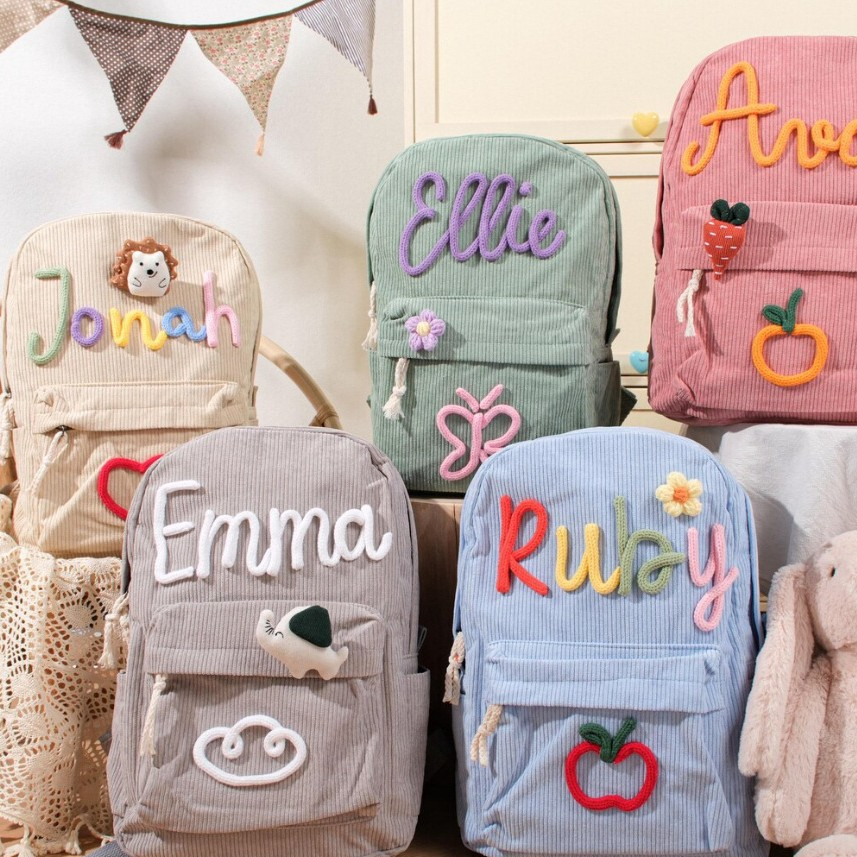 Embroidered Velvet Backpack