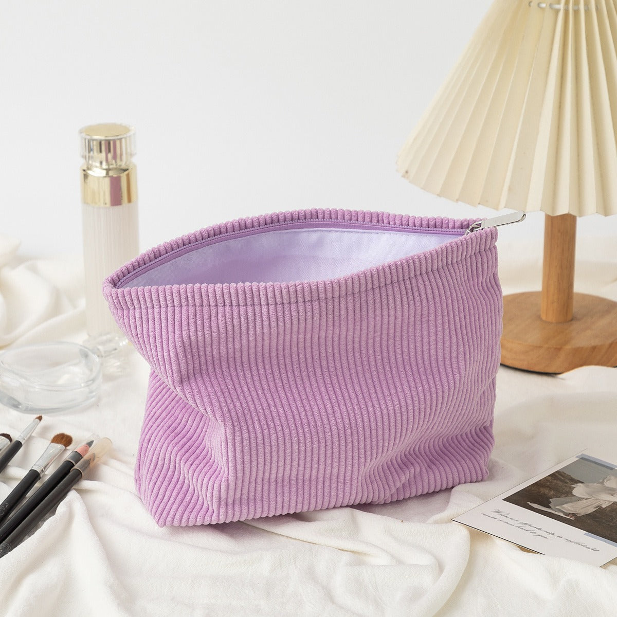 Handmade Corduroy Personalized Makeup Clutch Bag