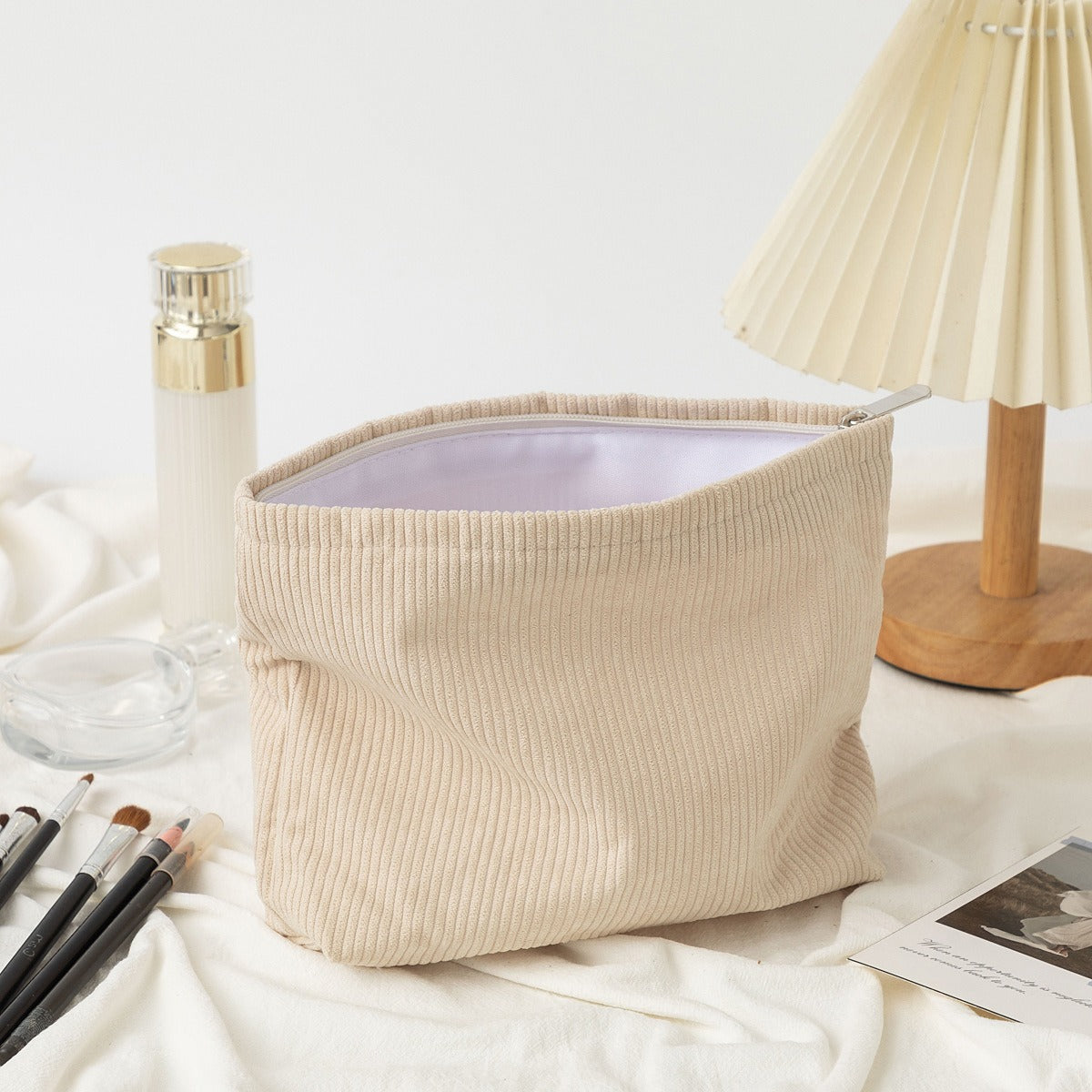 Handmade Corduroy Personalized Makeup Clutch Bag