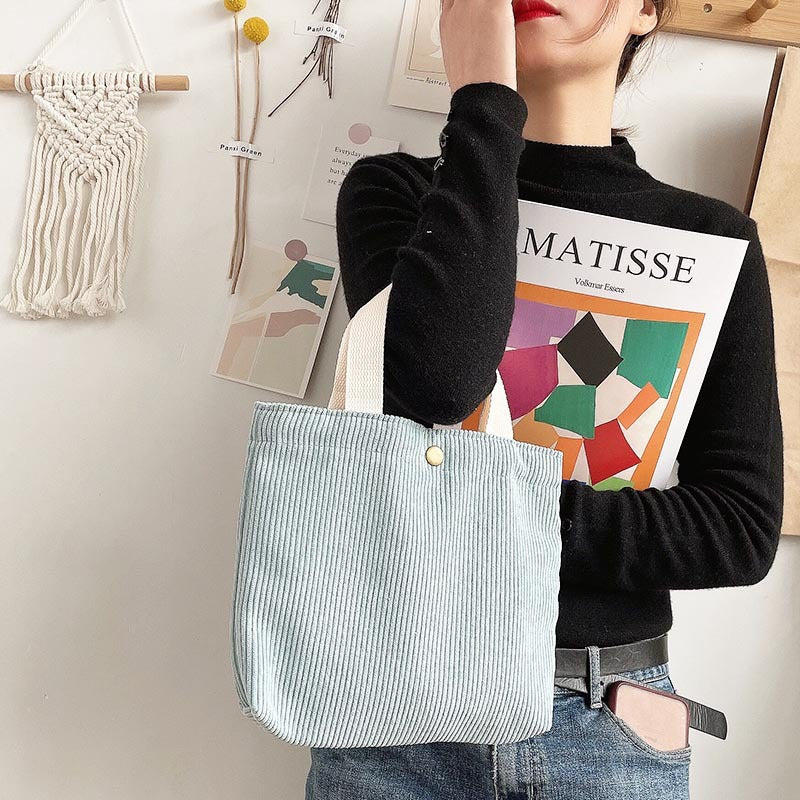 Embroidered Canvas Tote Bag with Double Shoulder Straps