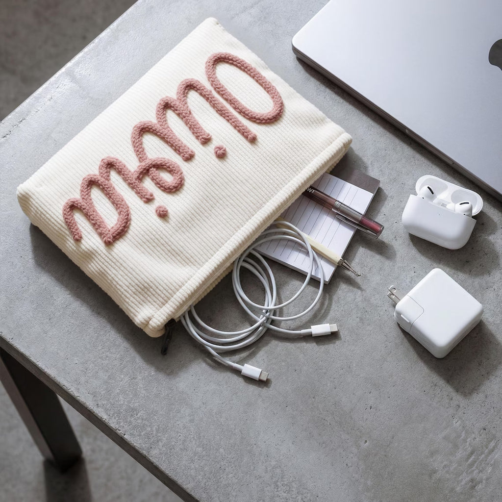 Handmade Corduroy Personalized Makeup Clutch Bag