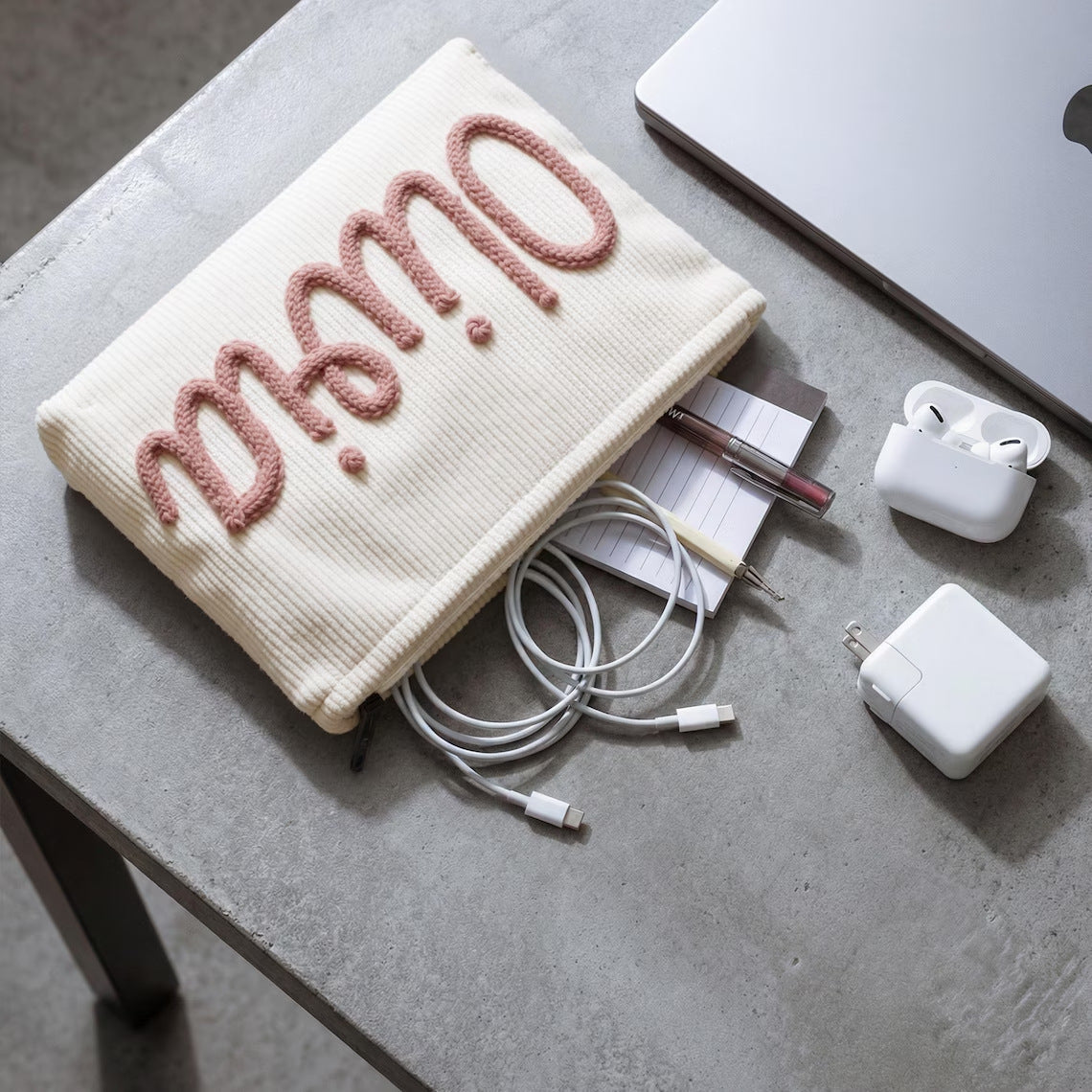 Handmade Corduroy Personalized Makeup Clutch Bag