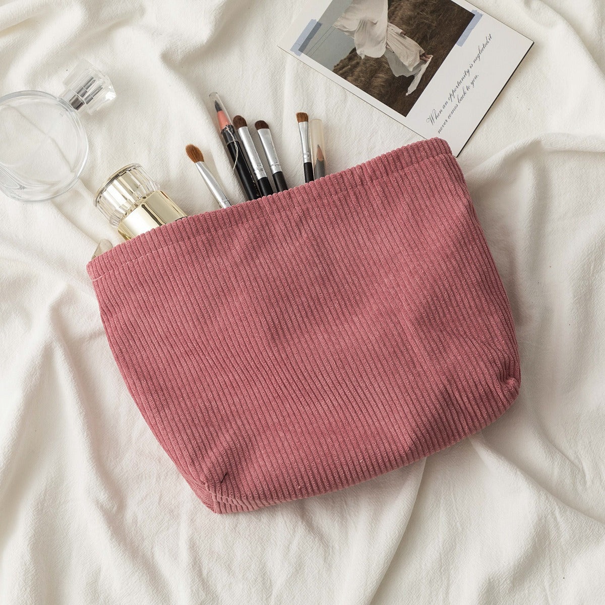 Handmade Corduroy Personalized Makeup Clutch Bag