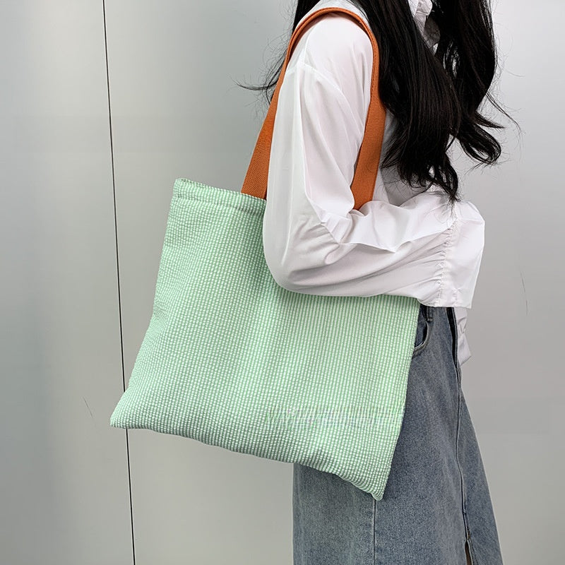 Striped letter canvas bag