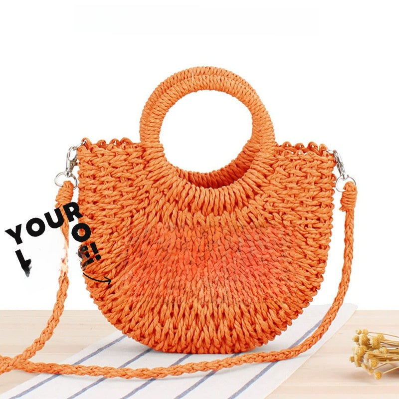 Straw Beach Bag, Single-Shoulder Women's Backpack