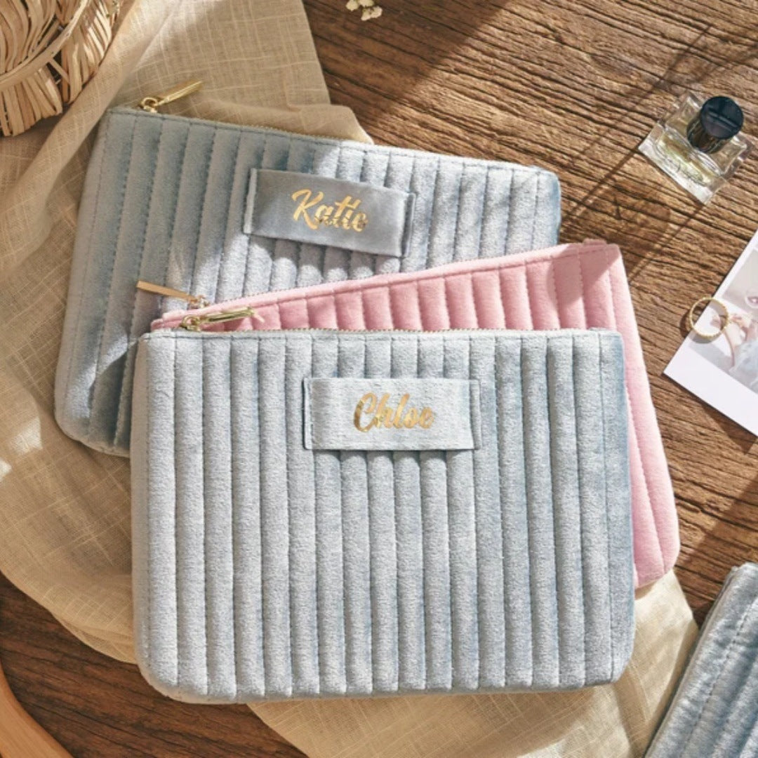 Velvet Flat Cosmetic Bag