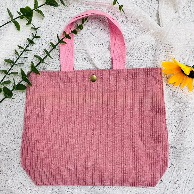Embroidered Canvas Tote Bag with Double Shoulder Straps