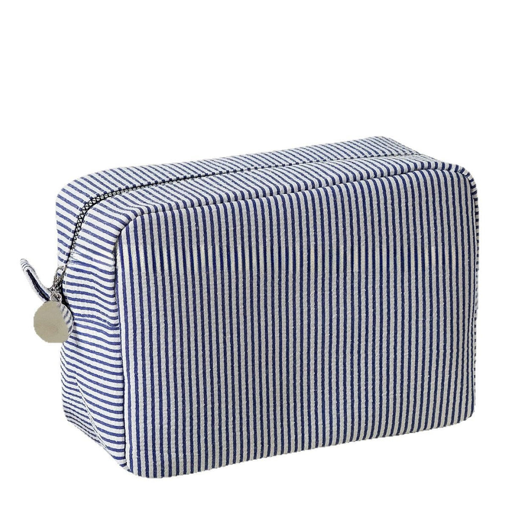 Embroidered Seersucker Cosmetic Bag