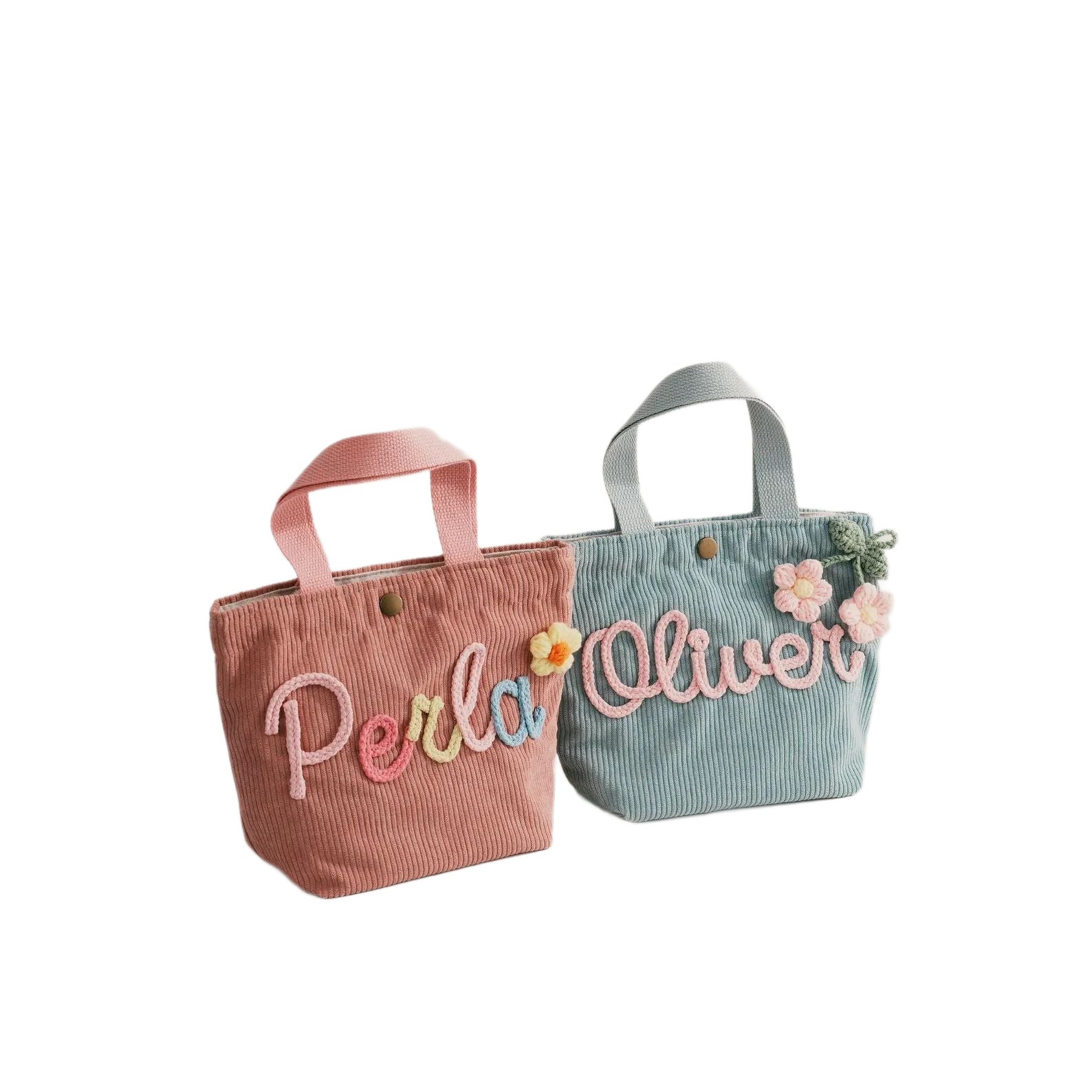 Embroidered Canvas Tote Bag with Double Shoulder Straps