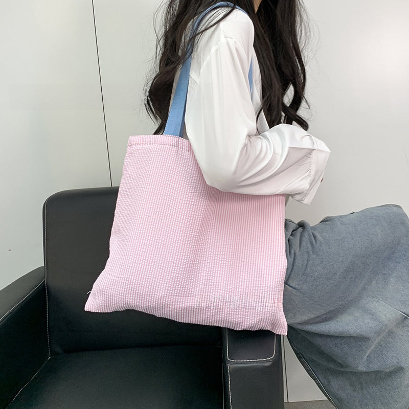 Striped letter canvas bag