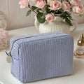 Embroidered Seersucker Cosmetic Bag
