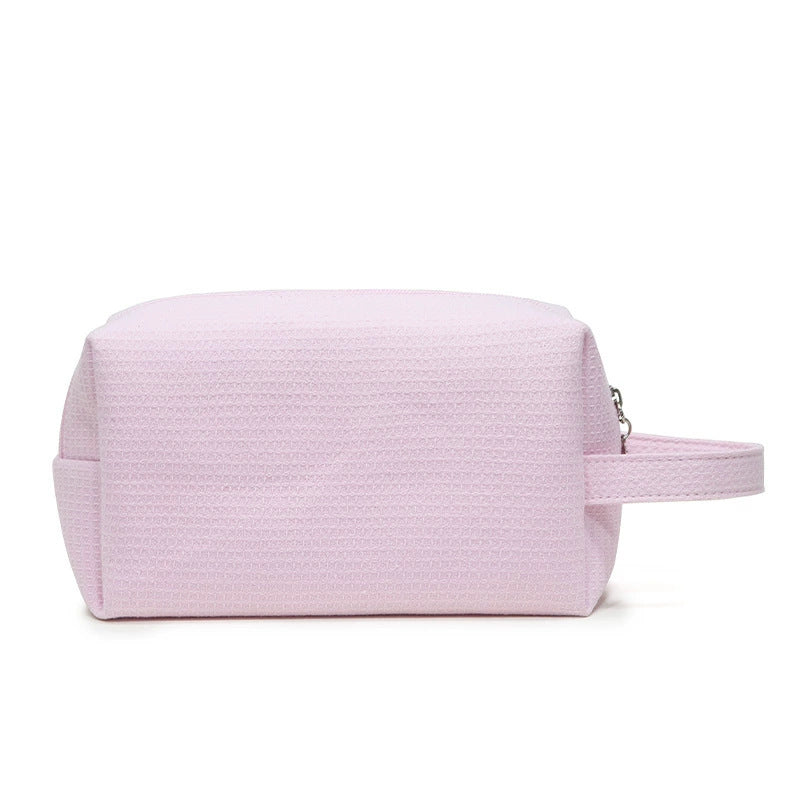 Cotton Waffle Cosmetic Toiletry Bag